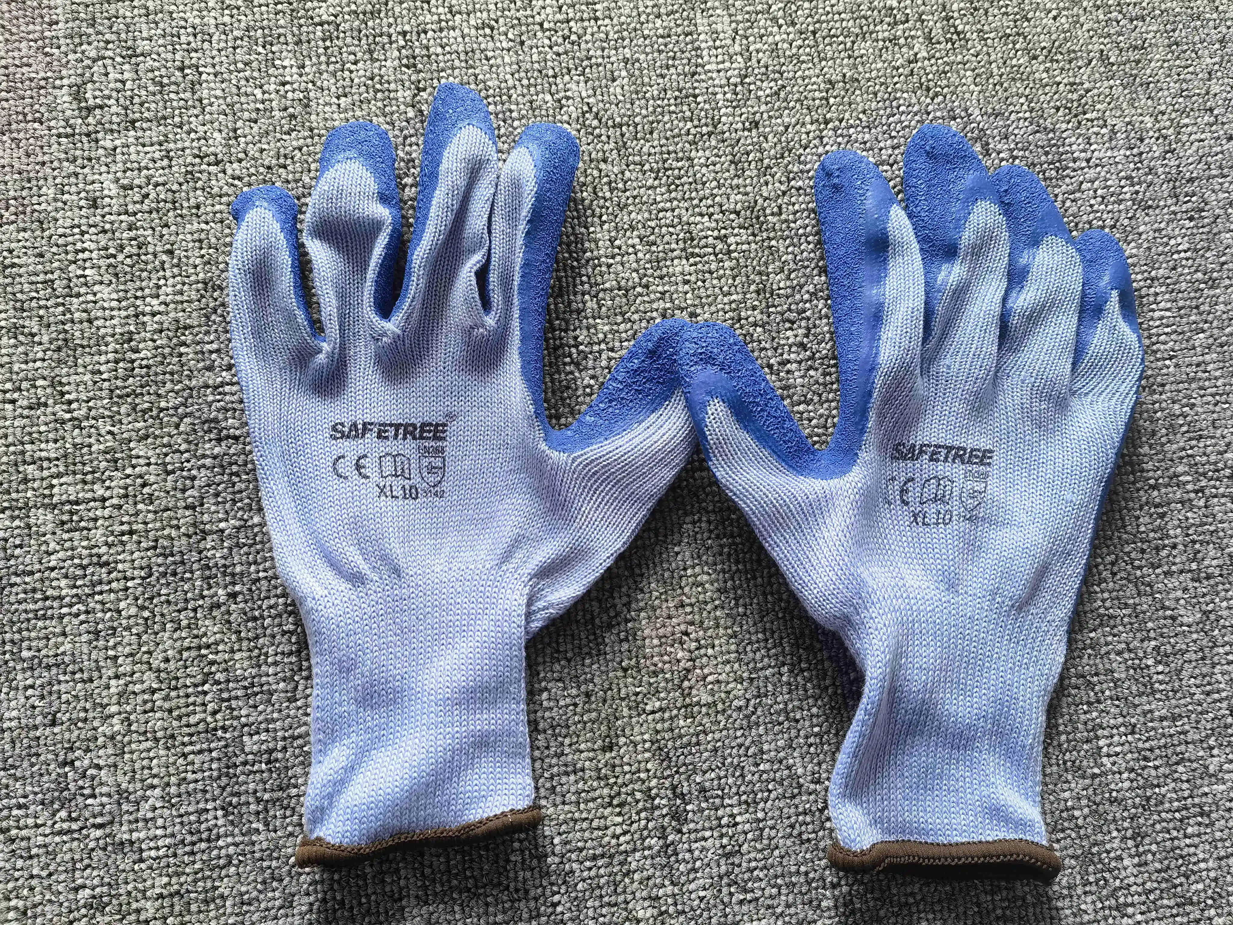 SAFETREE CE EN388 Crinkled Latex Coated Gloves PPE Safety Gloves