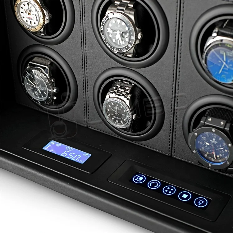 Watch Winder Safe for 12 Watches with Digital Lock and Alarm System (Black + Black)
