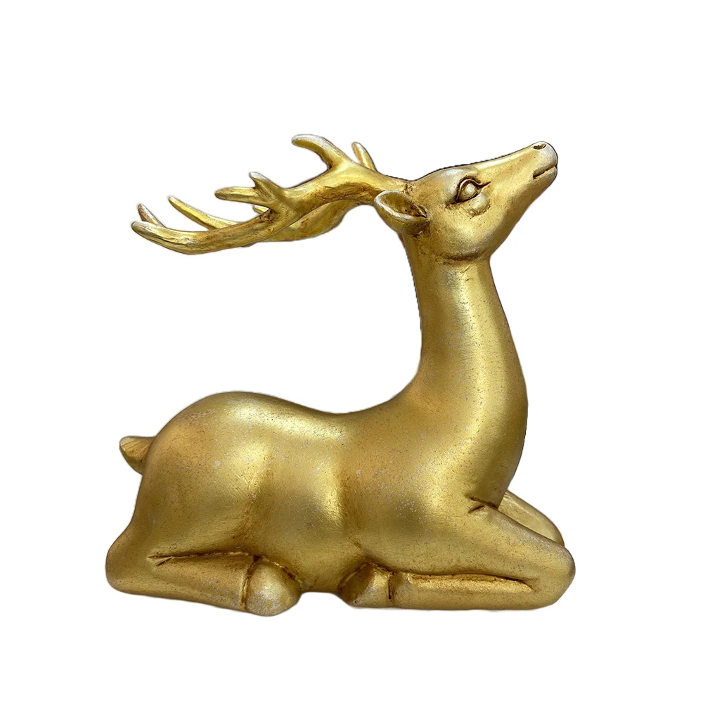 Прямая Продажа с фабрики декоративные изделия из смолы рождественские украшения Золотой олень смола скульптура лося для рождественских фигурок