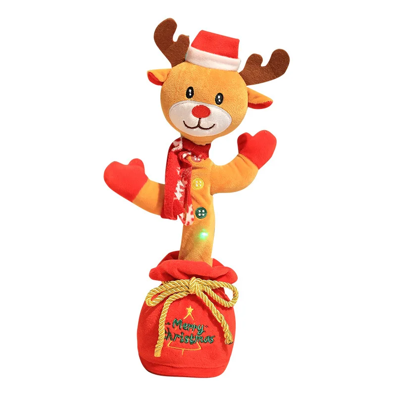 Hot Sale Xmas Dancing Doll Sing Twist Talk Record Electric Cactus Santa Claus Snowman Christmas Plush Toys Christmas Goods