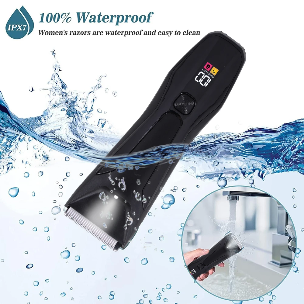 Шарики IPX7 водонепроницаемый широкий керамический лезвие безопасный Электрический перезаряжаемый триммер для волос на теле в паху