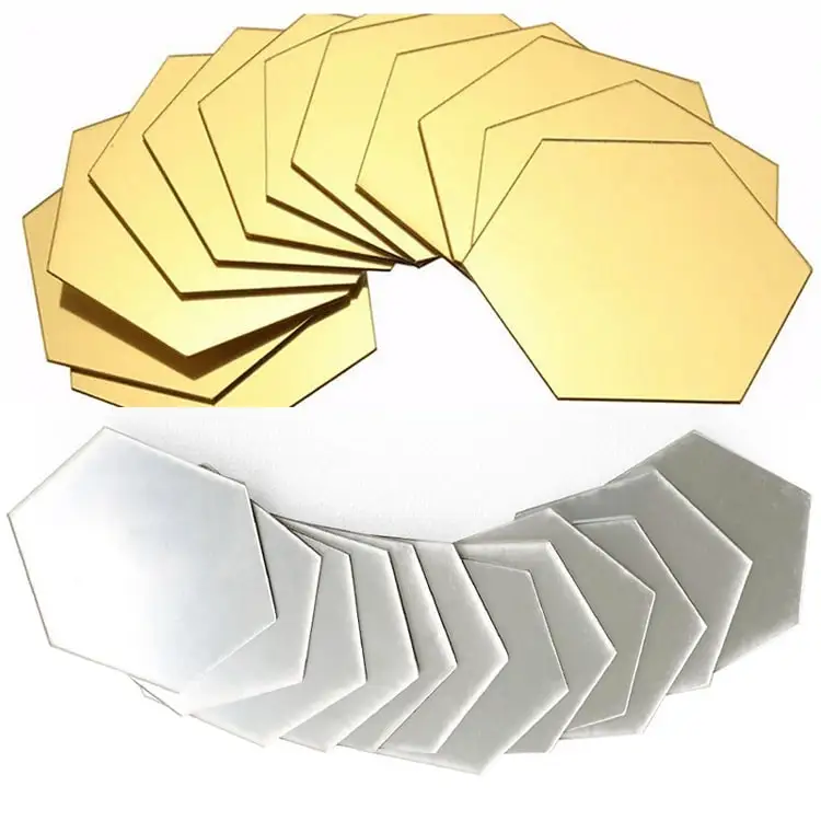 Home decor Mirror plexiglass wall mount decorative organic glass plastic hexagon mirrors