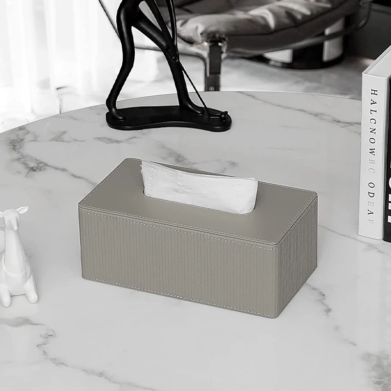 MAVOBO Light Luxury Fashion Design Living Bedding Room Rectangular Leather Tissue Napkin Holder Tissue Box Cover
