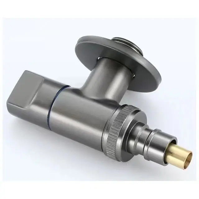 Wholesale Gun Ash Stainless Steel 1/2 Angle Valve Bathroom Water Stop Salve Single Handle Washing Machine Anti-Drop Valve