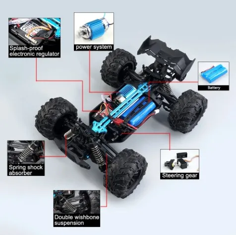 1:16 Scale Large RC Cars 16101 16102 50km/H High Speed RC Cars Toys for Boys Remote Control Car 2.4G 4WD Off Road Truck Toy Gift
