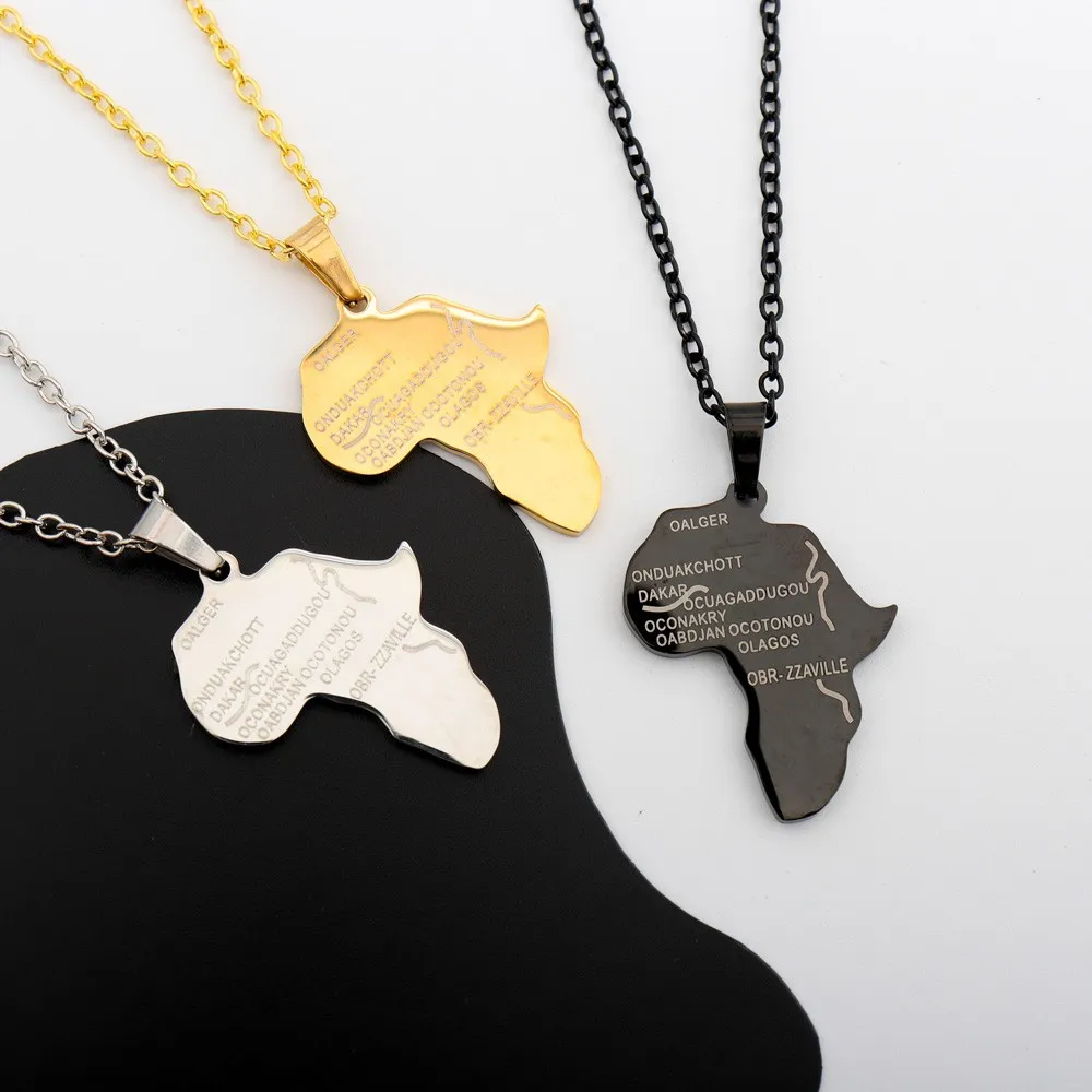 Manufacturer Wholesale Fashion Popular Beautiful Map Of Africa Pendants Necklace Men And Women Universal Beautiful Necklace
