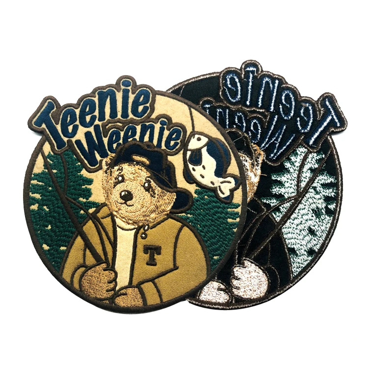 Embroidered Service Custom Cute Bear Animal Logo 100% Machine Embroidery Patches and Badges with Sew on