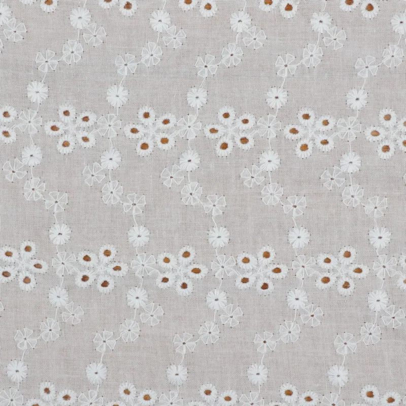 100% swiss voile  all over eyelet fabric  cotton embroidery lace white eyelet embroidered fabric for women dress