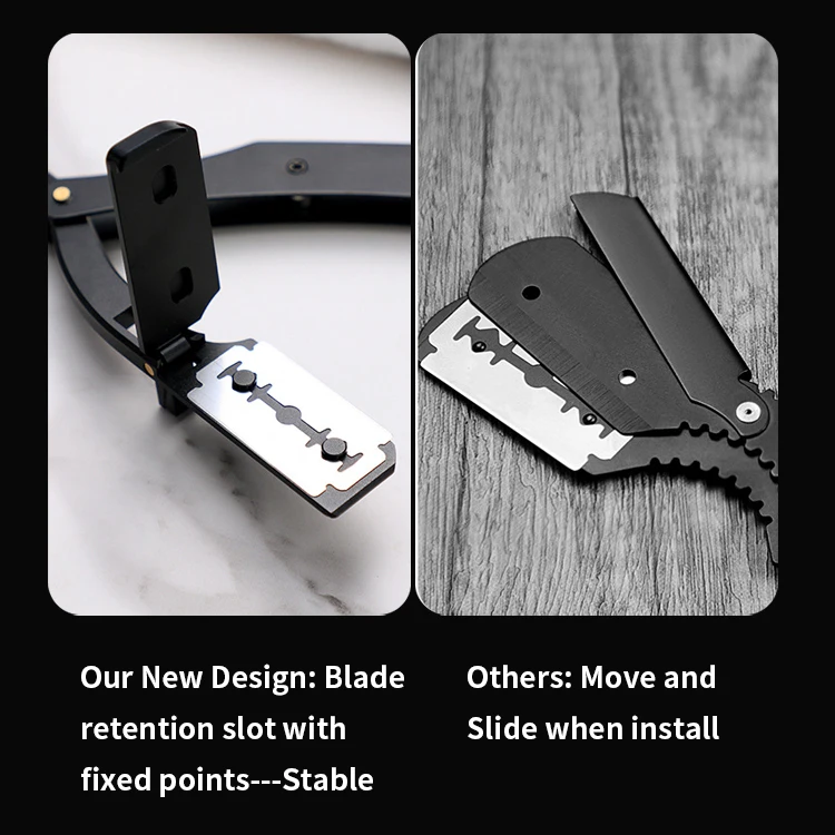 New Arrival Zine-alloy Black Shaver Holder Straight Edge Folding Shaving Baber Knife Razor for Face