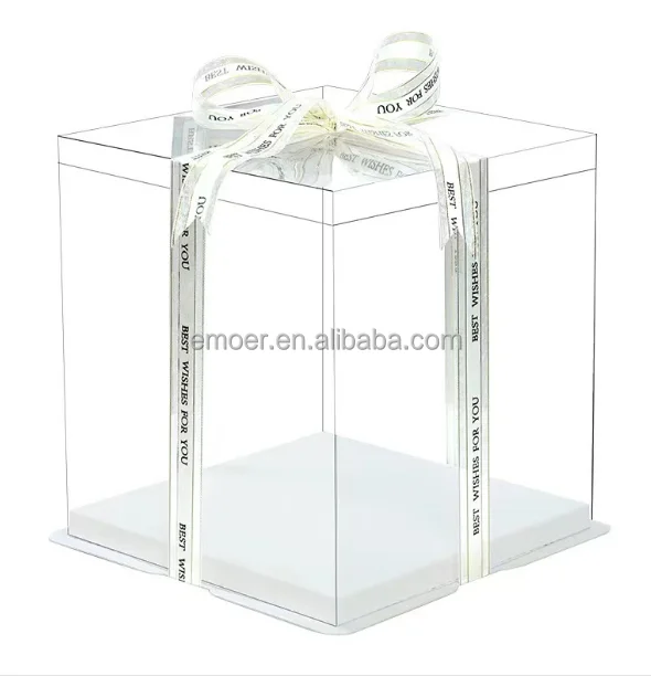 10 inch transparent PET cake box with thick board