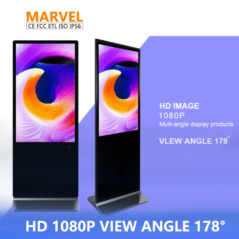32 43 55 65 Inch Wife 4K Floor Stand Touch Screen Supplier Digital Signage Free Alone Lcd Kiosk Monitor Advertising Player