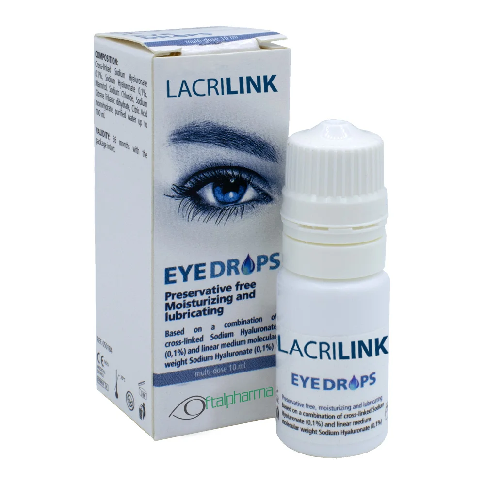 Wholesales 10 ml Bottle Multidose Lacrilink Eye Drops with Antioxidant Stabilizer Action