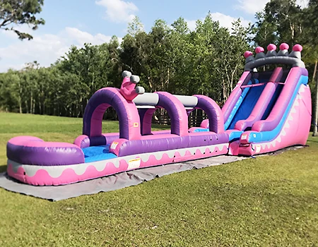 water inflatable  double lane  water  slide jumping bouncy  pool slide with detachable pool for sale
