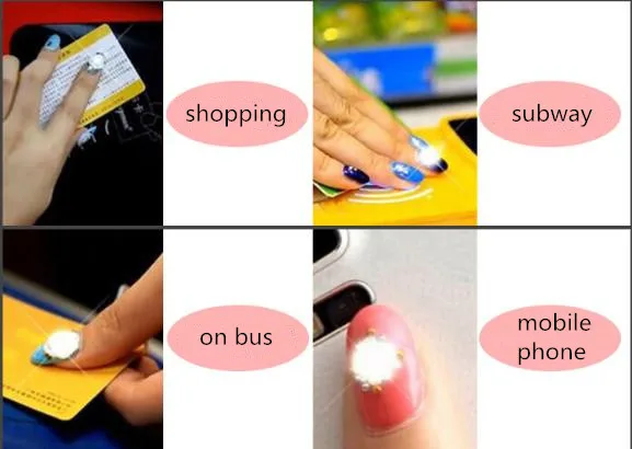 Smart LED Light Flashing NFC Card Mobile Phone Nail Sticker Fingernail Art Tip Sticker Fashional Chip