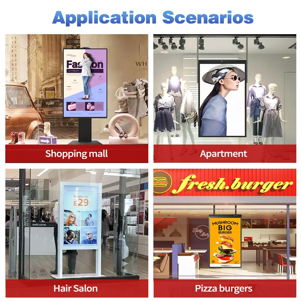 Shop 55 65 Inch 3000Nit High Brightness Monitors Hanging Advertising Digital Signage Facing Window Lcd Screen Display Digital Ad