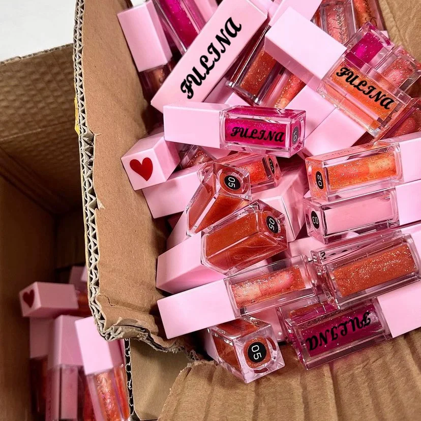 matte velvet liquid lipstick glossy lip gloss vegan private label white paper box packaging cruelty free logo custom