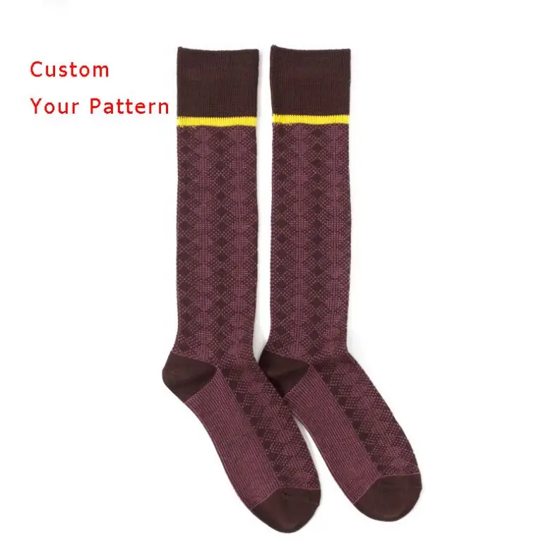 Knee High Block Color Fashionable Custom Pattern Socks Womans High Stockings Stripe Adults Daily Street Socks