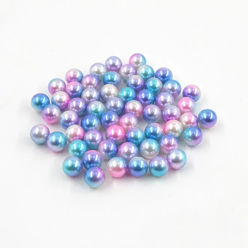 Gradient Pearl 4mm Rainbow Color ABS Pearl Beads without hole Multicolor plastic faux Pearl
