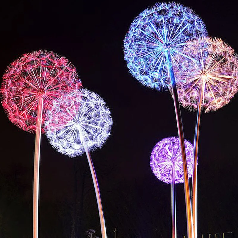 Outdoor Landscape Optical Fiber Large Dandelion Light Led Dandelion Lights For Fiber Optic Flower Lights