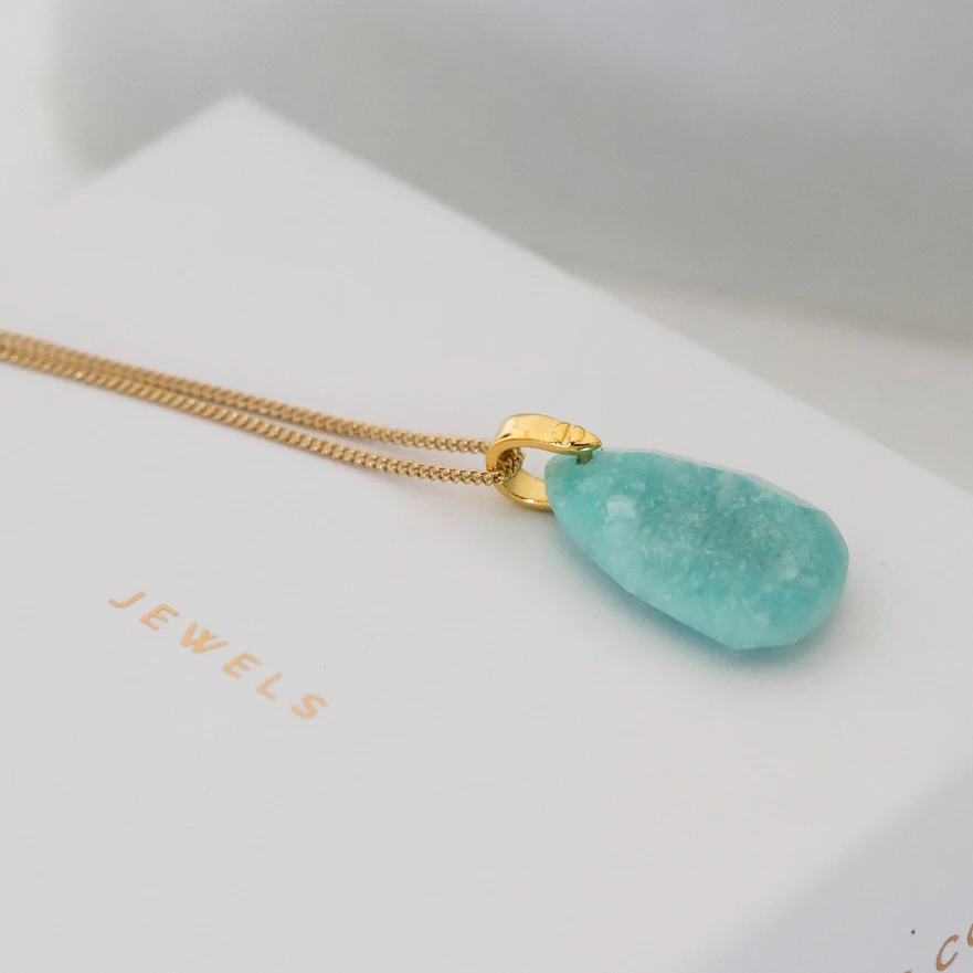 High End Women Jade Pendant Necklace Jewelry Green Precious Gemstone Natural Turquoise Necklaces In Stainless Steel