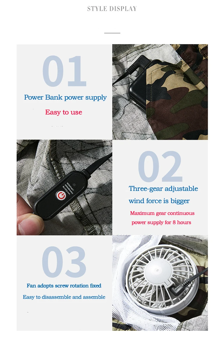 
Fan Equipped Clothing Cooling Jacket for Men 5V USB powered Air Conditioned Coat for Summer High Temp Outdoor Work 