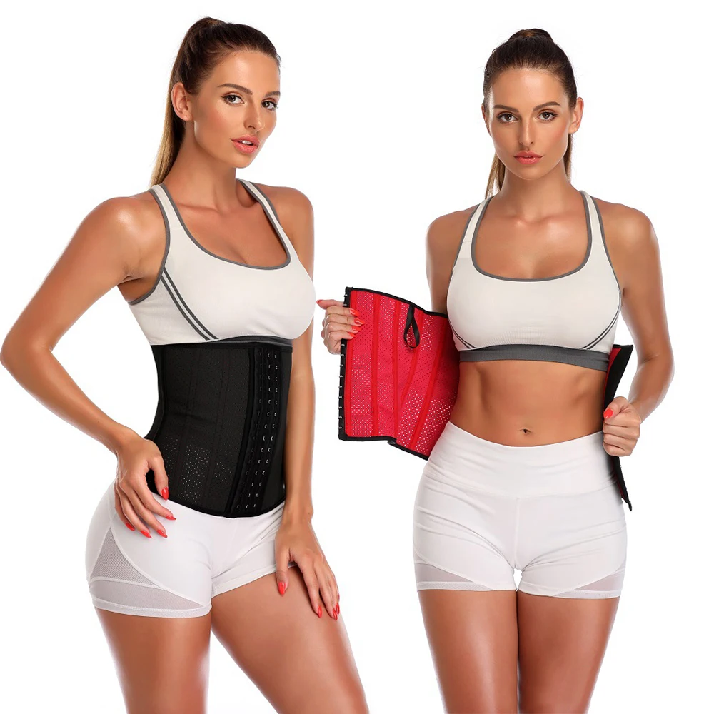 Hot Sale Red Color Latex Breathable Mesh Abdominal Control Adjustable Running Lose Weight Waist Trainer Shaper Belt