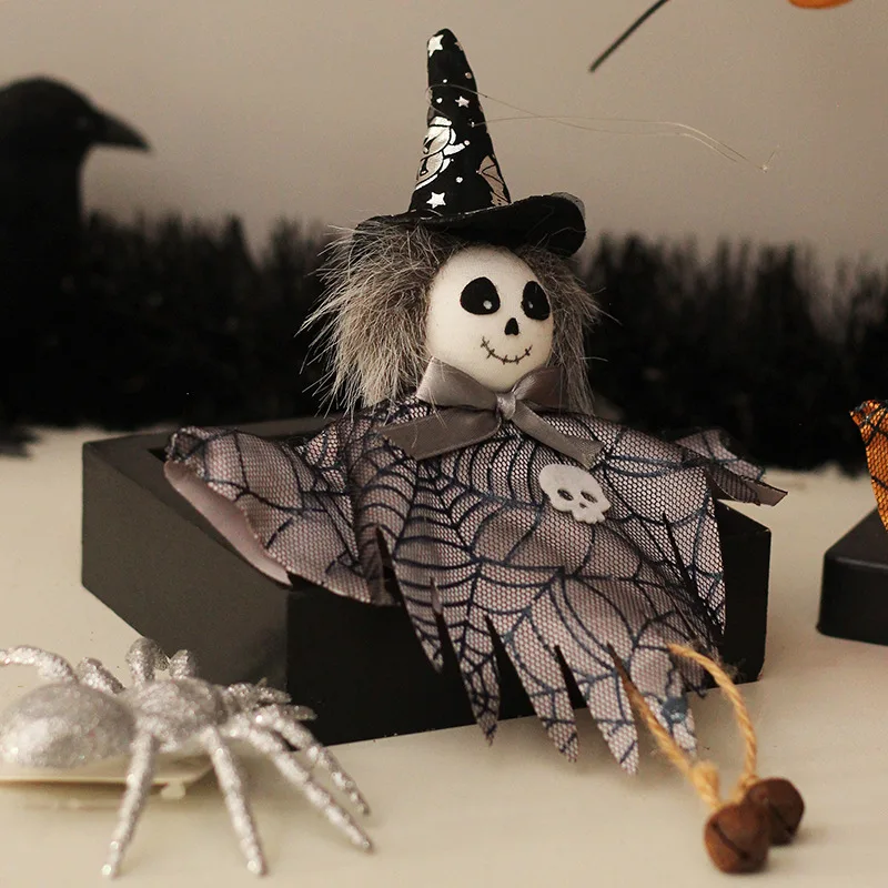 New Design Red Non-Woven Christmas Halloween Decoration Ghost Festival Pumpkin Spooky Witch Doll Party Doll Pendant