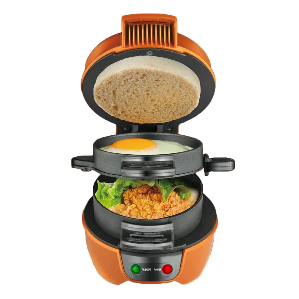110V Triple Breakfast Machine-Hamburger Maker & Sandwich Toaster Electric Fried Egg Kitchen Appliance for Household Use