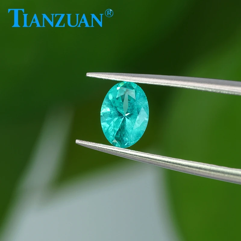 Lab grown Synthetic Paraiba YAG Oval Cut Green  yttrium Aluminum Garnet with Enchanting with Cottony  loose gemstones