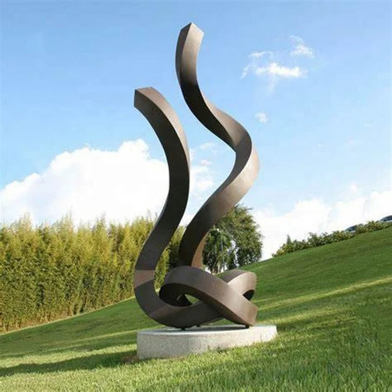 Customized Modern Polishing Large Size Plaza Decoration Sliver Lines Outdoor Stainless Steel Abstract Sculpture