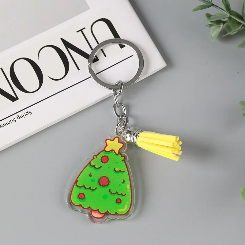 Custom Christmas Acrylic Keychain Merry Christmas Transparent Rainbow Laser Acrylic Keychain Personalized Custom Holo Epoxy