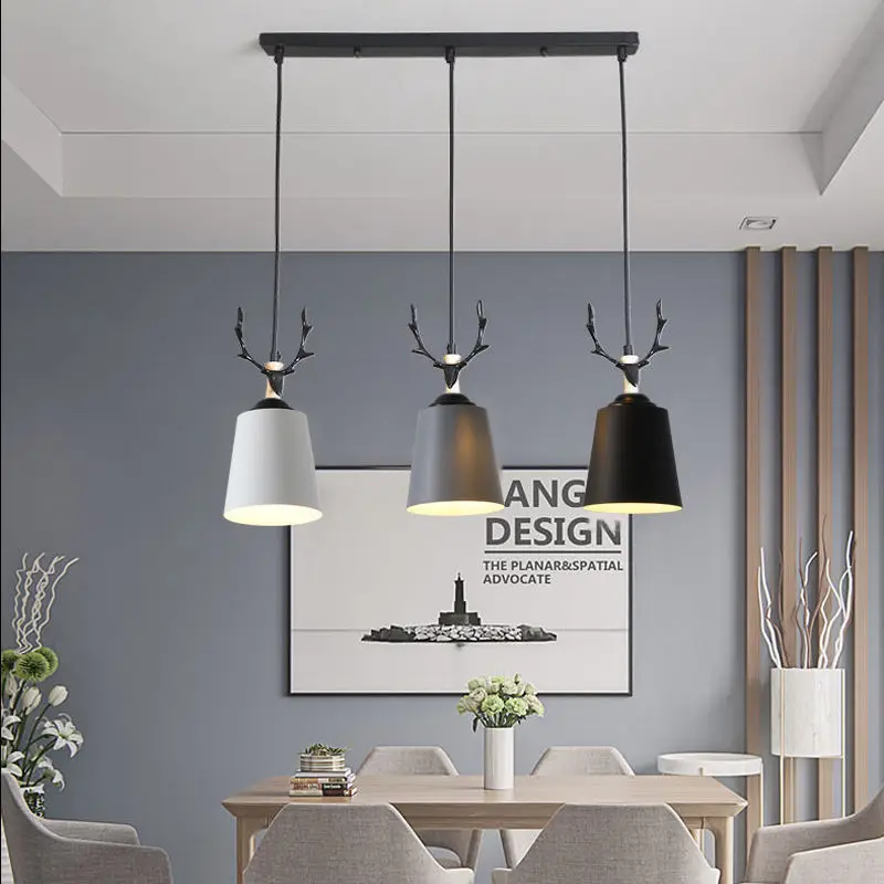 Modern LED Chandeliers Pendant Lights Iron Lampshade Nordic Home Kitchen Lighting Ceiling Pendant Light 3 Heads Hanging Lamp