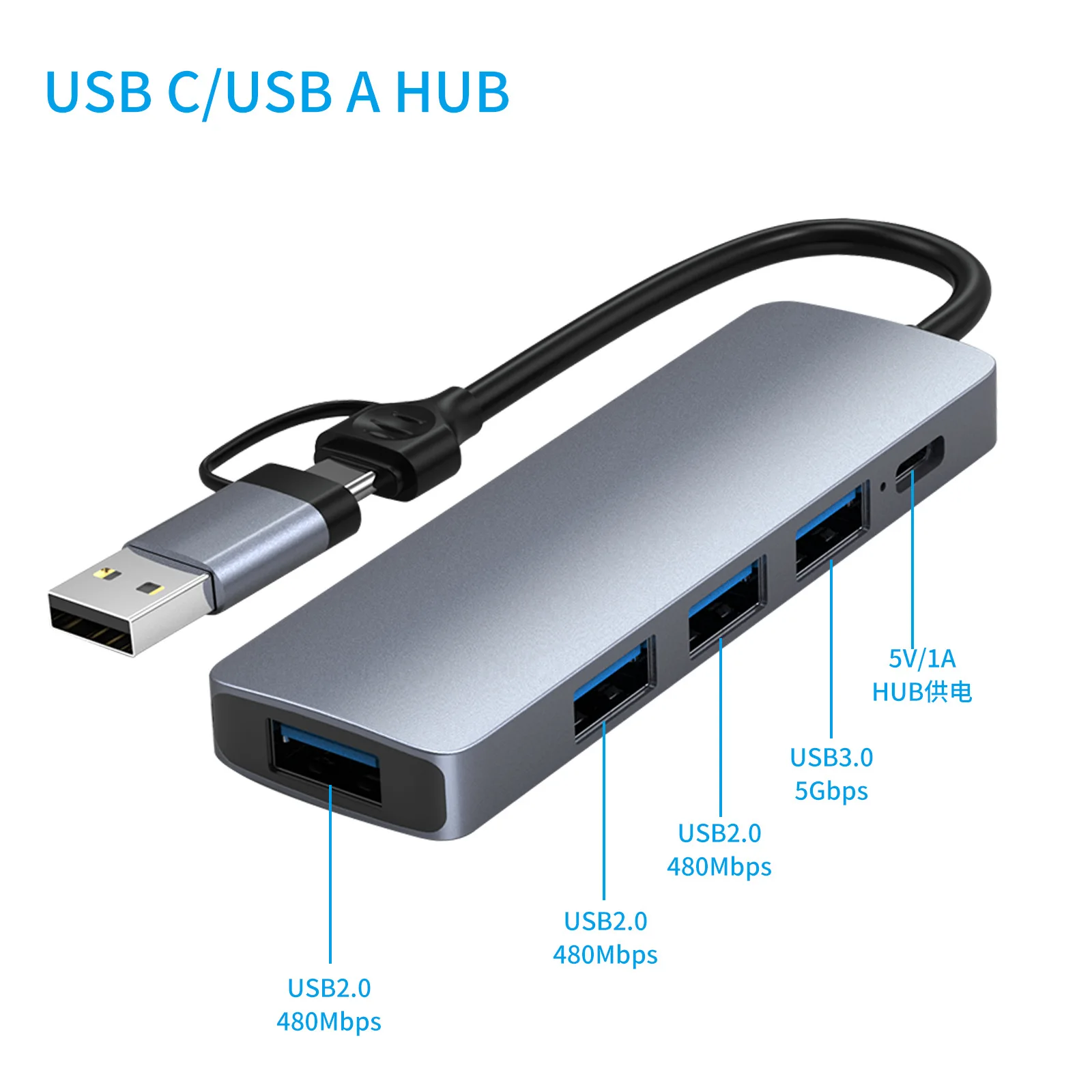Многофункциональный Usb C концентратор 5-в-1 Тип 60 Вт Pd Type для зарядки и