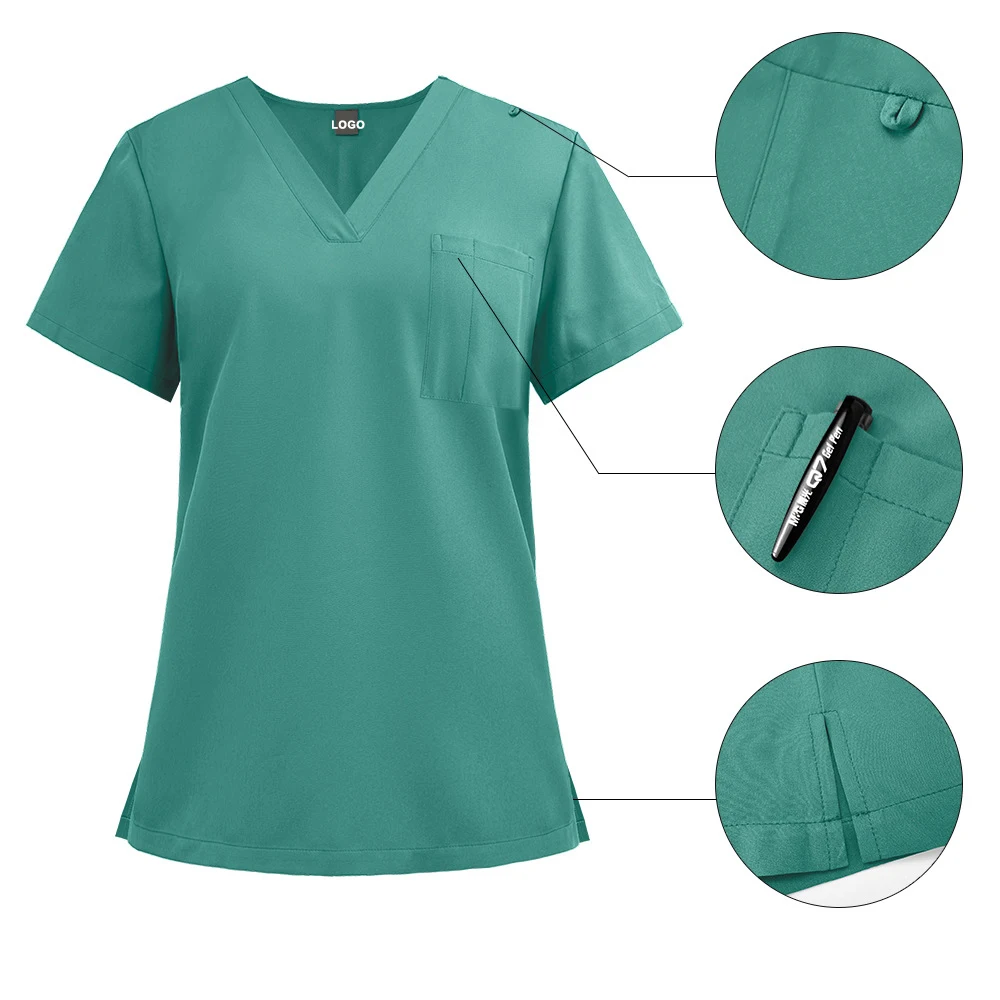 New Style V-neckline Jogger Trouser Pocket Man And Woman Beauty Salon Medical University Nursing Scrubs Hospital Uniform Sets