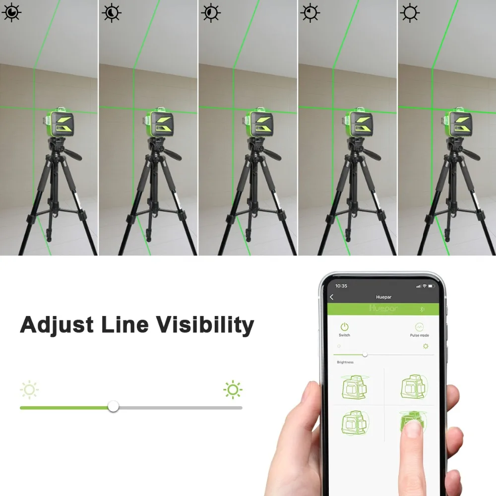  Pro Huepar 3D 12 Lines 603BT-H 3x360 Green Beam Laser Level Self-Leveling Cross
