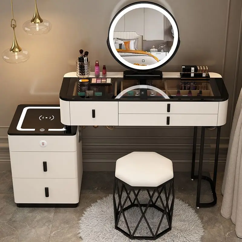 Hotsale Modern Furniture bedroom dresser Makeup Table with Mirror for bedroom Wooden Smart Dressing Table With Led Light