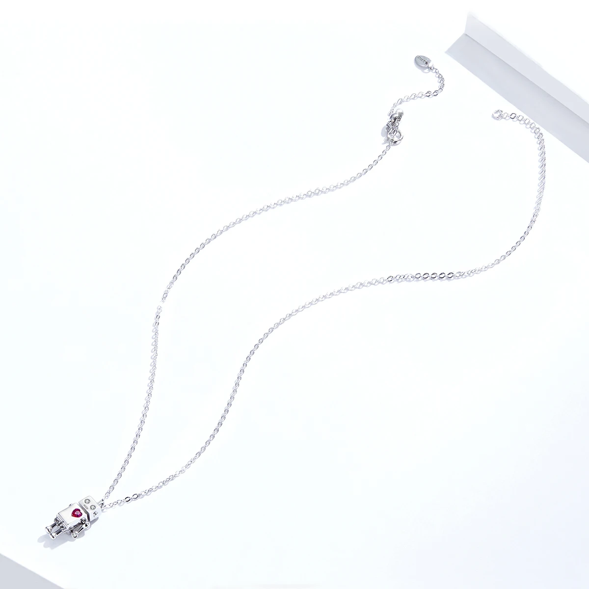 LEICARE S925 Robot Dangle Pendant Necklace for Women Sterling Silver Jewellery Plated Platinum with Zircon