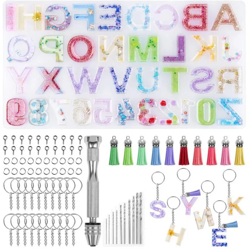 English Letter Numbers Silicone Mold A-z Alphabet Crystal Epoxy Molds Letters Pendant Resin Molds