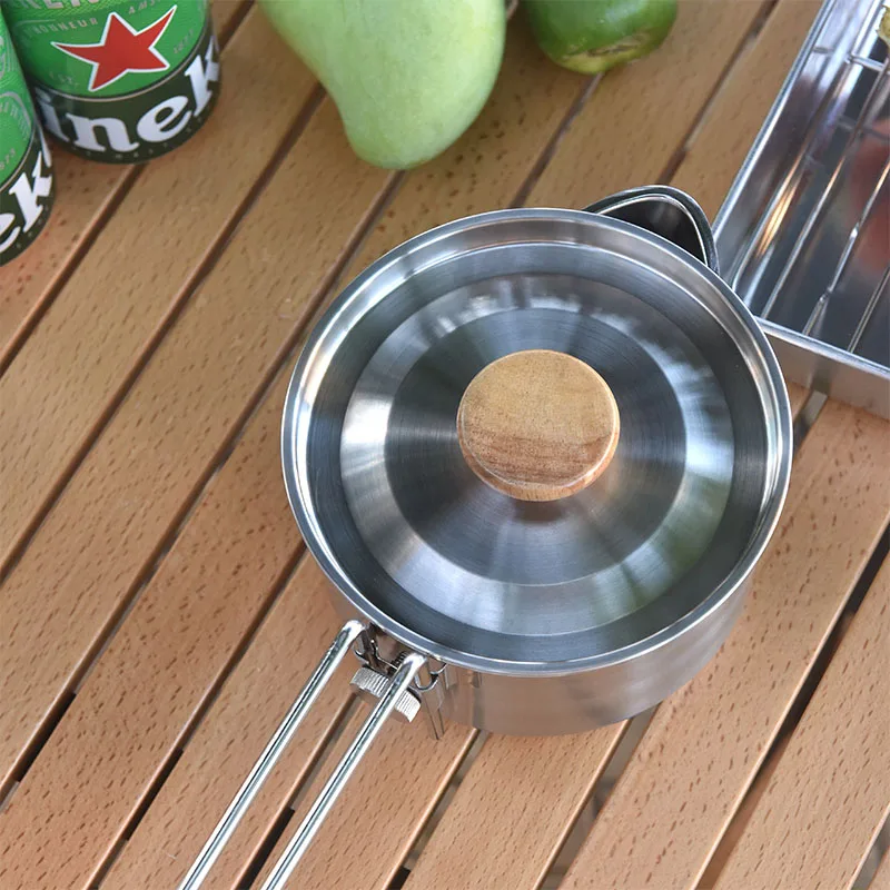 customizable 2024 new portable camping samovar 304 stainless steel kettle Removable handle travel mini kettle glossy