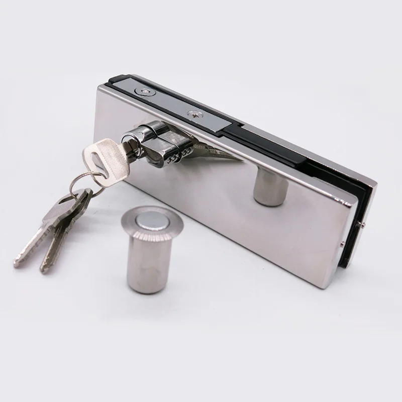 Original supplier sliding frameless glass door lock with keys stainless steel frameless glass door lock