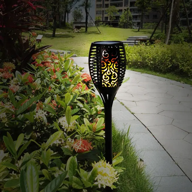 12 Led solar flickering flame torch lights outdoor landscape decoration light solar dancing flame light garden lamp for patio