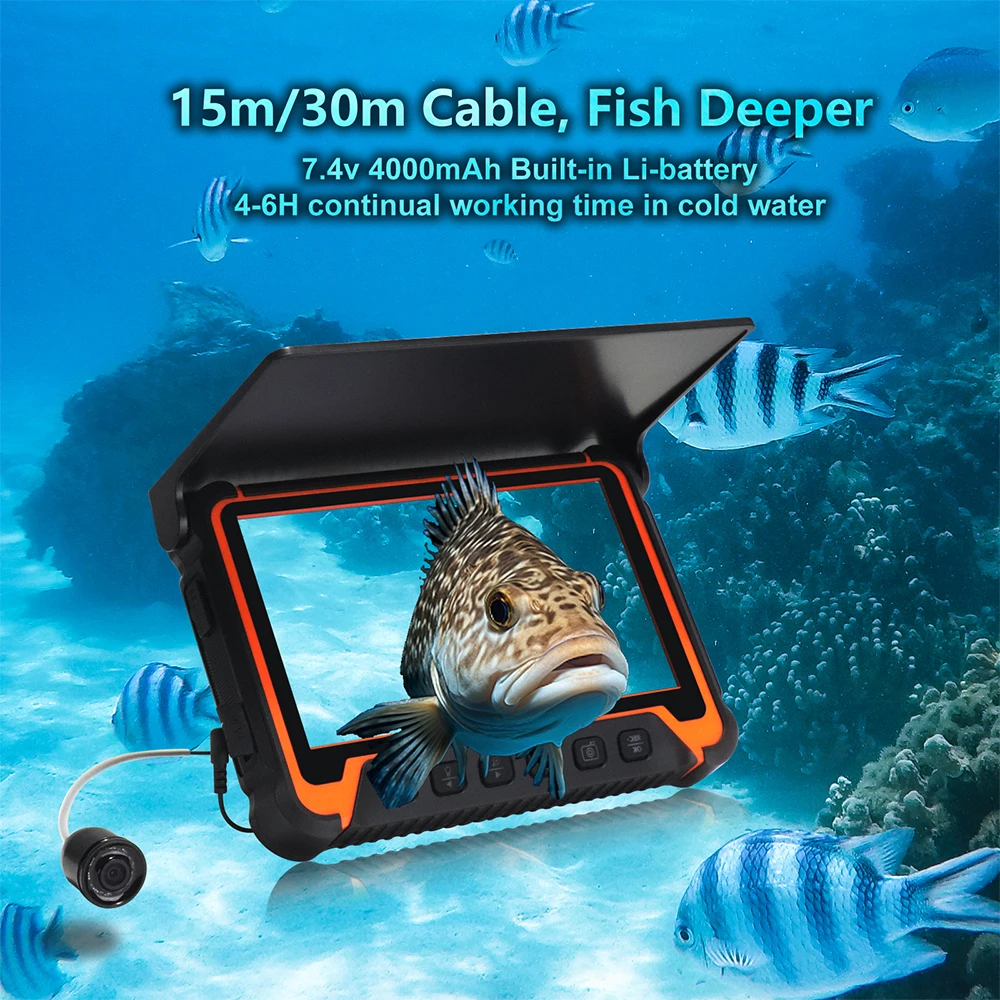 Original factory 50m underwater fishing camera fish finder camera with 15M/30M/40M/50M cable reel
