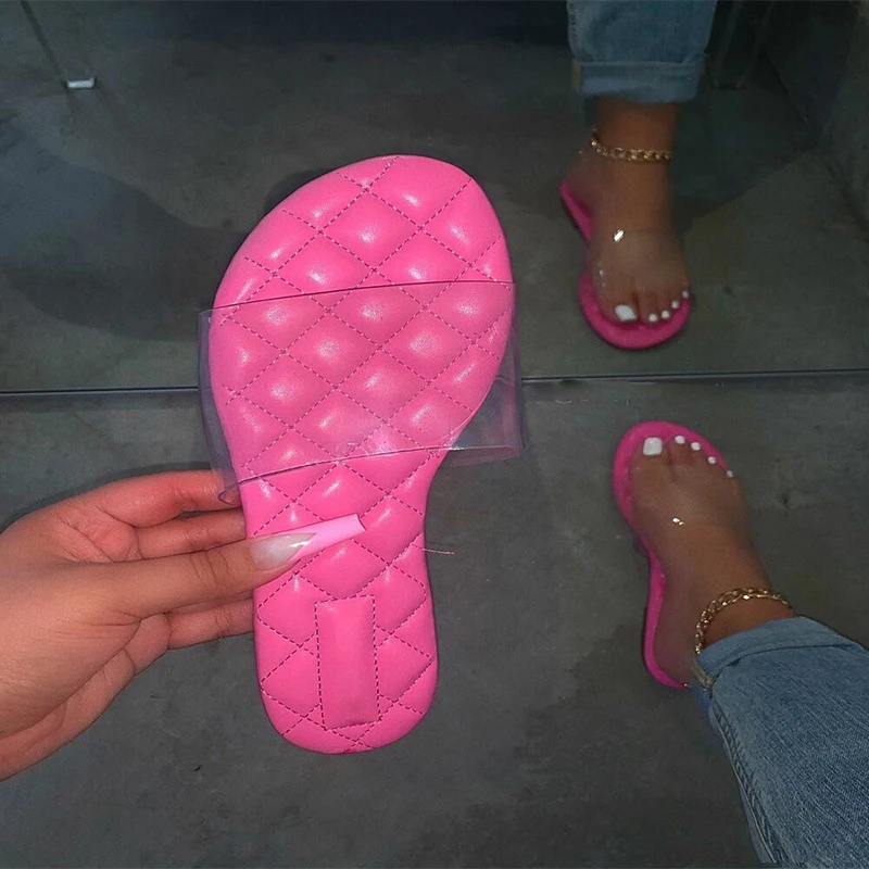 
New Fashion Clear Jelly Pvc Sandals Women Sandalias Transparentes Luxury Designer Slides Lady Rubber Slip On Sandals 