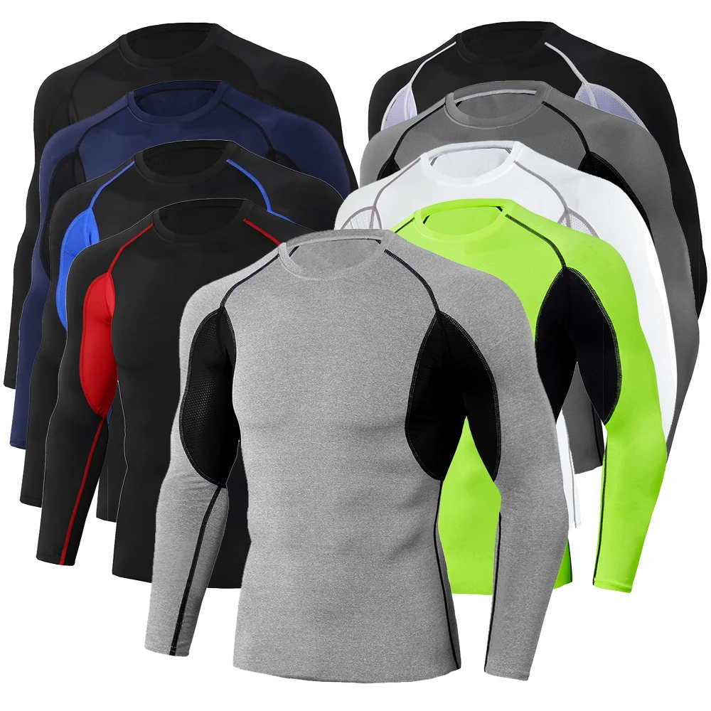 New Arrival Long Sleeve Compression T-shirt Under Base Layer Bodybuilding Tops Compression Tops For Men