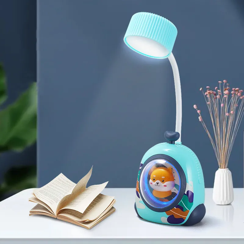 Carton Usb Rechargeable Flexible Eye-caring Cute Table Night Light Swith Control Portable Reading Led Table Lamp For Children