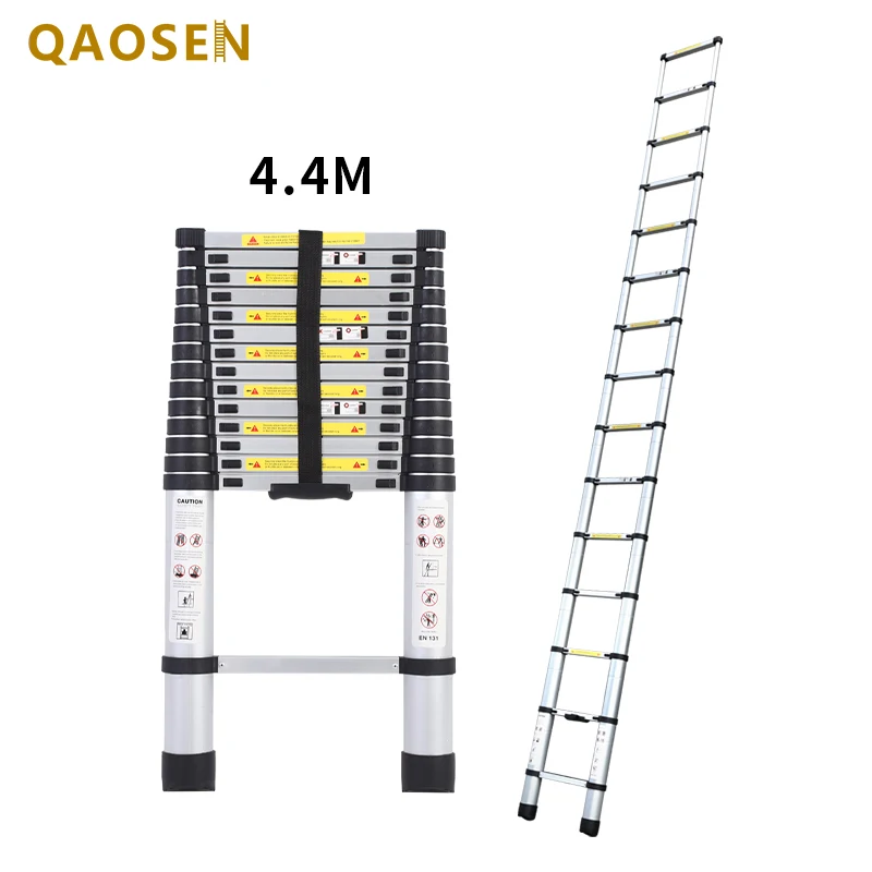 Factory Price 4.4m Single Telescopic Ladder Aluminum Safety Stable Ladders
