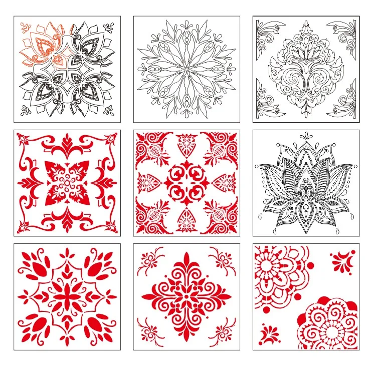 Fashion New Amazon  laser cut PET plastic custom large wall paint airbrush mandala stencils wall stencil templates