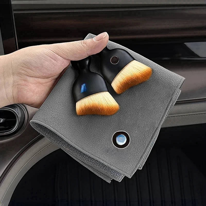 Car Interior Cleaning Tools Microfiber Wash Towels Cleaning Brush For BM With Dust lid W24-761