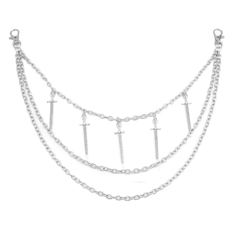 Wholesale Long Sword Pendant Waist Chain Multi-Layer Metal Retro Chain Body Chain Sexy Accessories
