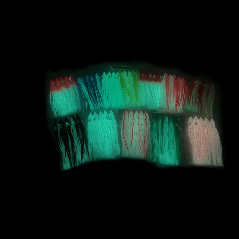 New Oem 5pcs/bag 12cm High Quality Luminous Octopus Squid Skirts Soft Fishing Lures Octopus Baits Lures Craft Jigging
